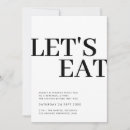 Search for lets eat invitations Black and white