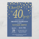 Search for blue and gold 40th birthday invitations Adult birthday party