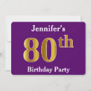 Search for purple 80th birthday invitations 80 years old