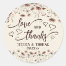 Search for cream and red wedding stickers Love and thanks