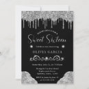 Search for silver glitter sweet 16 invitations Glam