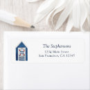 Search for beach return address labels Blue and white