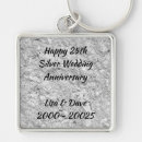 Search for 25th wedding key rings Silver