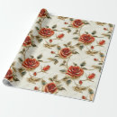 Search for red roses wrapping paper Watercolor