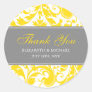 Search for yellow grey wedding stickers Thank you