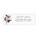 Search for black and white flowers return address labels Rustic