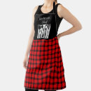 Search for plaid monogram aprons Red black