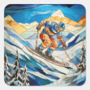 Search for downhill skier stickers Winter