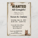 Search for wanted poster birthday invitations Western