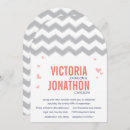 Search for coral grey wedding invitations Chevron