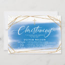 Search for blue gold christening invitations Glitter