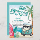 Search for the big one surf 1st birthday invitations Summer