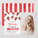 Search for strawberries birthday invitations Red strawberry
