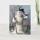 Search for vintage snowman christmas cards Bird