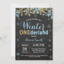 Search for gold 1st birthday invitations Winter onederland