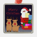 Search for reindeer with santa sleigh christmas tree decorations Retro