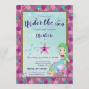 Search for mermaid under the sea birthday invitations Purple