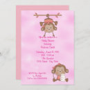 Search for monkey baby girl shower invitations Pink