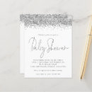 Search for silver glitter baby shower invitations Glam
