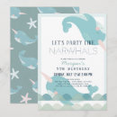 Search for narwhal birthday invitations Blue