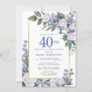 Search for blue and gold 40th birthday invitations Feminine