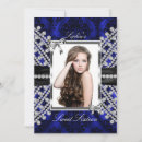 Search for navy blue sweet 16 invitations Silver