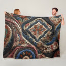 Search for blue and burgundy blankets Abstract