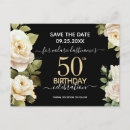 Search for 50th birthday save the date postcards Floral