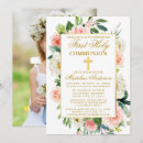 Search for rose first communion invitations Gold cross