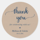 Search for blue and brown wedding stickers Thank you