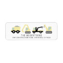 Search for construction vehicles return address labels Birthday