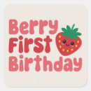 Search for cute strawberries stickers Berry first birthday