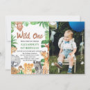 Search for jungle animals 1st birthday invitations Boy