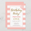 Search for peach 1st birthday invitations Gold glitter