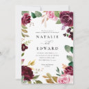 Search for watercolor floral foliage wedding invitations Burgundy