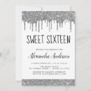 Search for black silver sweet 16 invitations Glitter