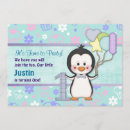 Search for penguin boy birthday invitations Blue