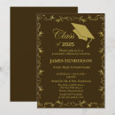 Search for brown and gold graduation invitations High school