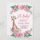 Search for pink giraffe baby shower invitations Jungle