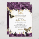 Search for purple gold butterflies invitations Glitter