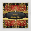 Search for womans gold black red birthday invitations Jewel