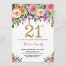 Search for floral birthday invitations Gold glitter