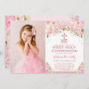 Search for pink and gold first communion invitations Girl