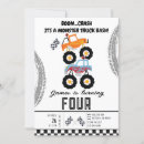 Search for kids monster truck birthday invitations Modern