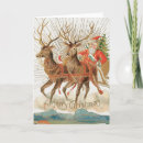 Search for vintage reindeer christmas cards Santa