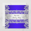 Search for royal blue silver birthday invitations Black
