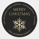 Search for elegant black and gold christmas stickers Return address