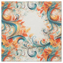 Search for teal orange fabric Botanical