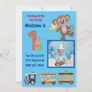Search for boys train 1st birthday invitations Choo choo train