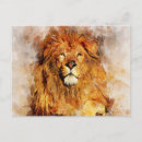 Search for male lions postcards Watercolor